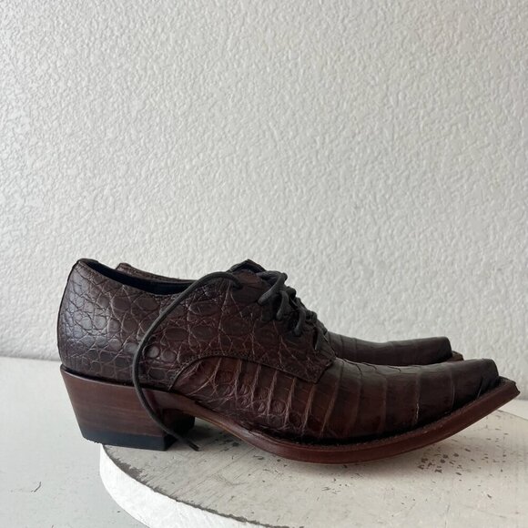 Rod Patrick Womens Lace Up Shoes 8.5 Brown Caiman Exotic Western Boots Loafers - Picture 2 of 11